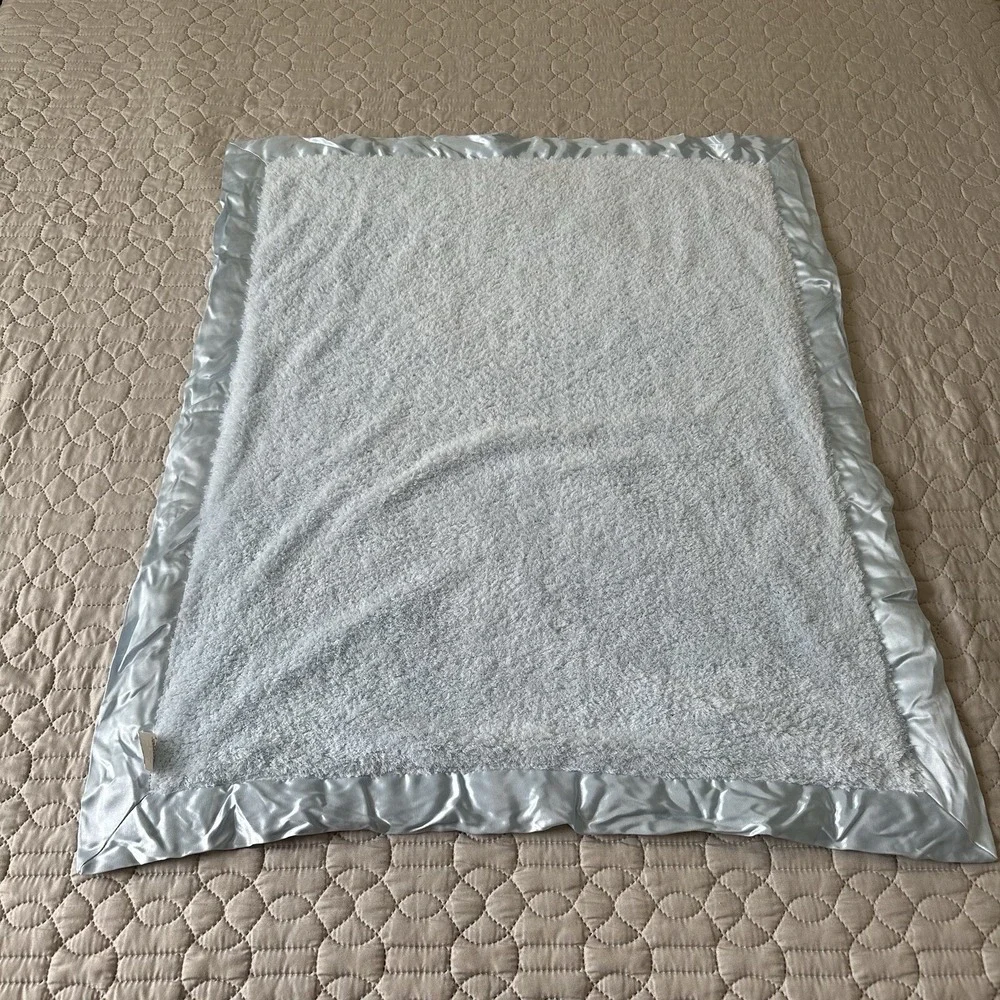 Little Giraffe Luxe Satin Trimmed Chenille Soft Faux Fur Baby Blanket Blue USA